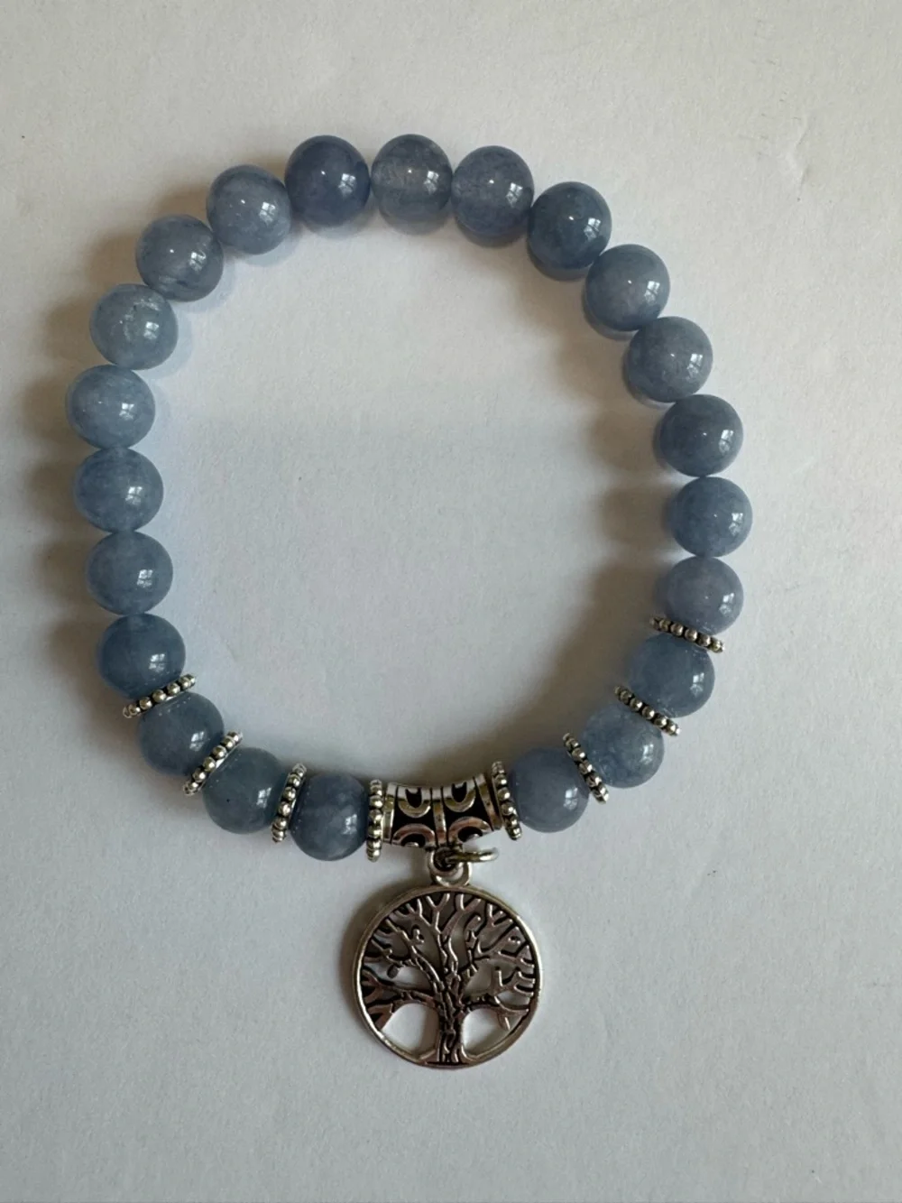 Jardme Handmade Tree of Life Stretch Bracelet Set Blue White Boho Gift Box - Picture 7 of 17